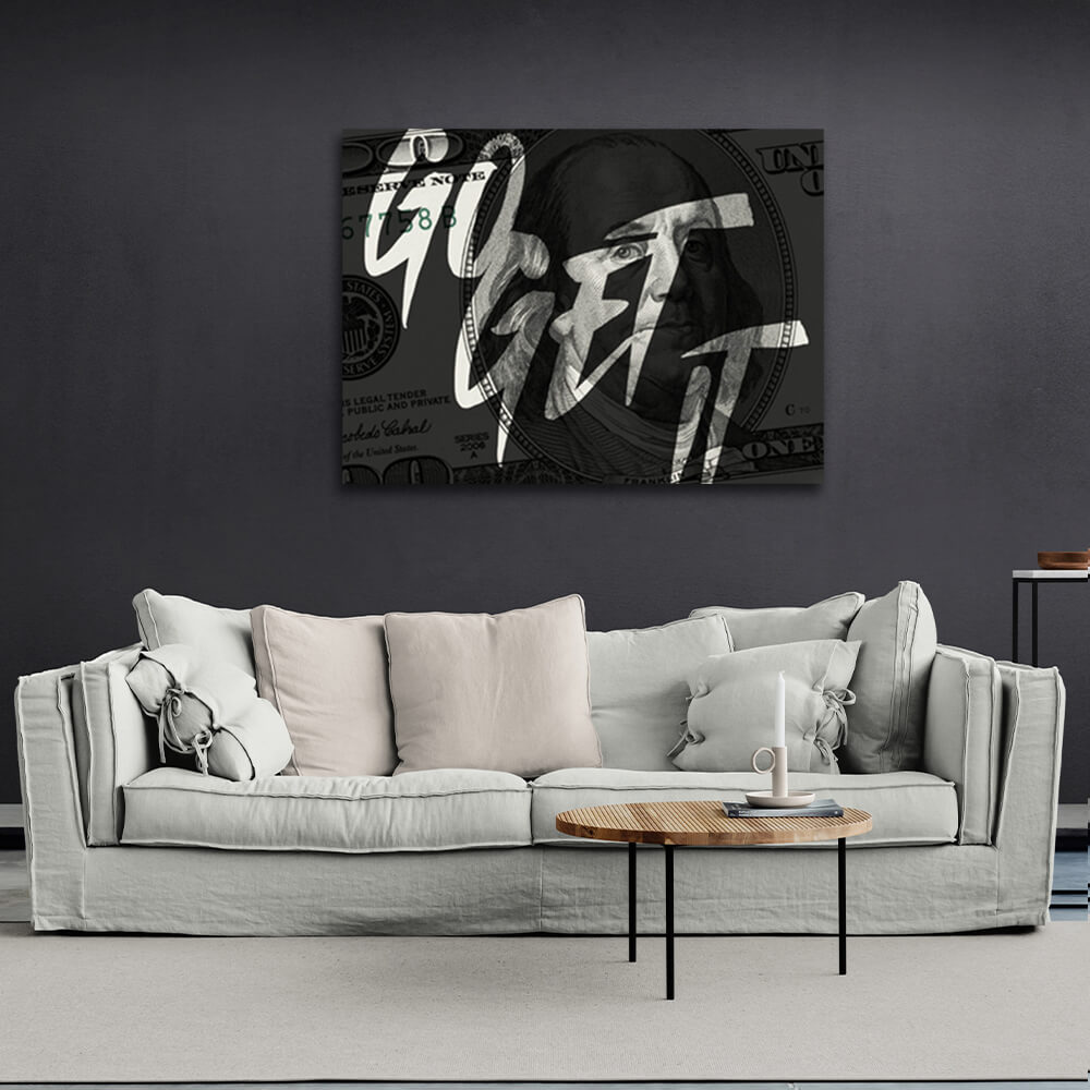 Motivierendes Schild „Go Get It“ – motivierender Kunstdruck auf Leinwand