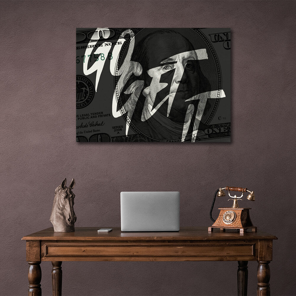 Motivierendes Schild „Go Get It“ – motivierender Kunstdruck auf Leinwand