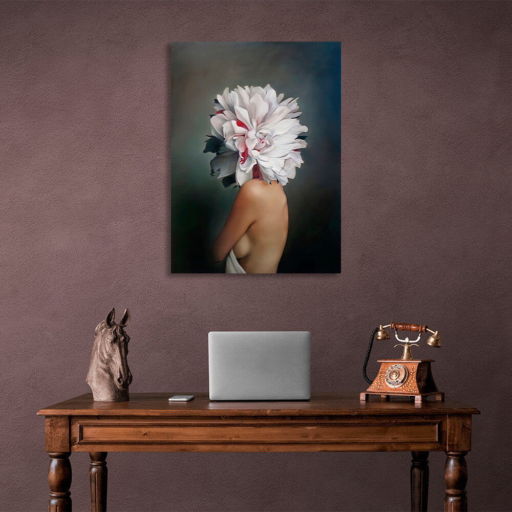 The woman flowers are dark Canvas Wall Art Print