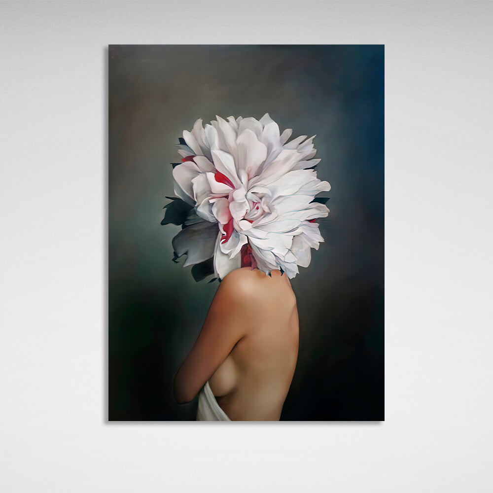 The woman flowers are dark Canvas Wall Art Print