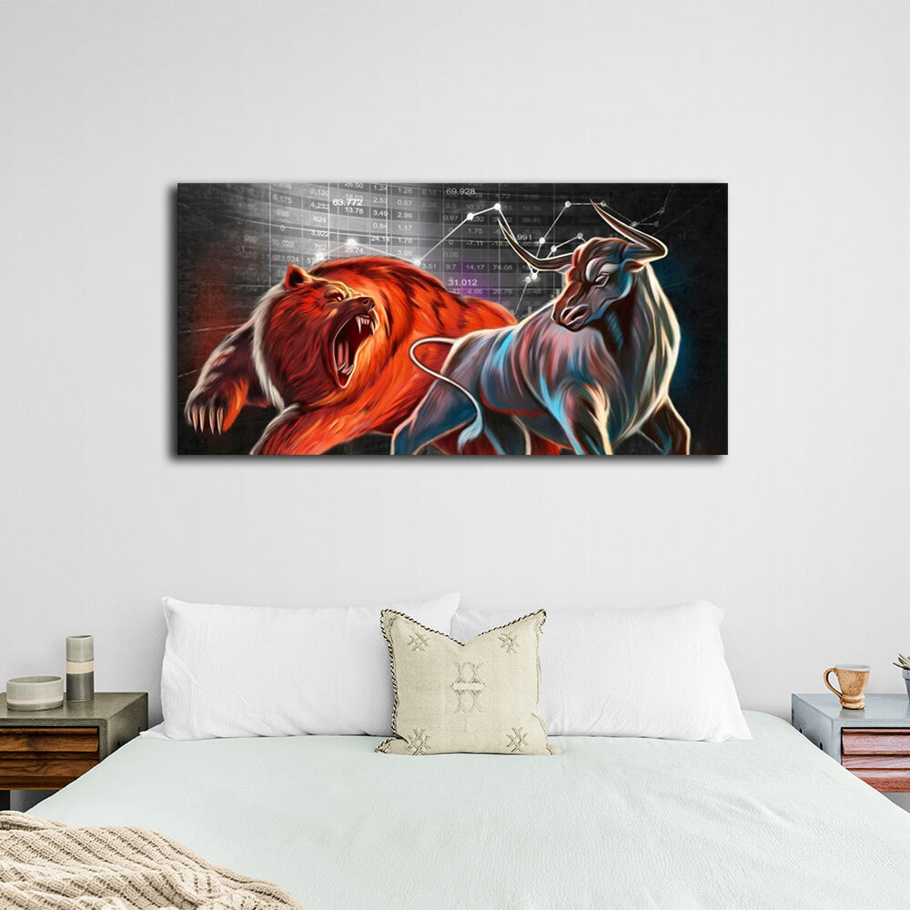 Um den Wall Street Bär und Bulle zu motivieren, motivierender Leinwand-Kunstdruck