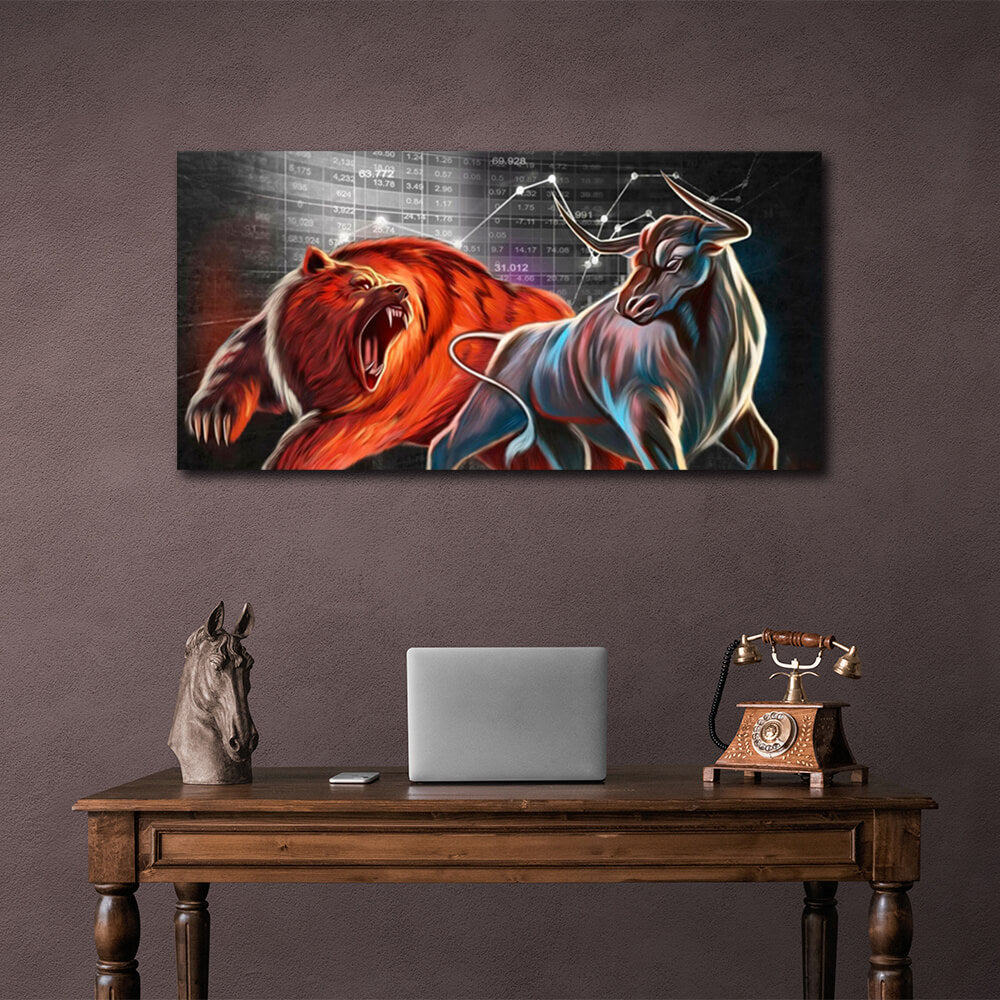 Um den Wall Street Bär und Bulle zu motivieren, motivierender Leinwand-Kunstdruck