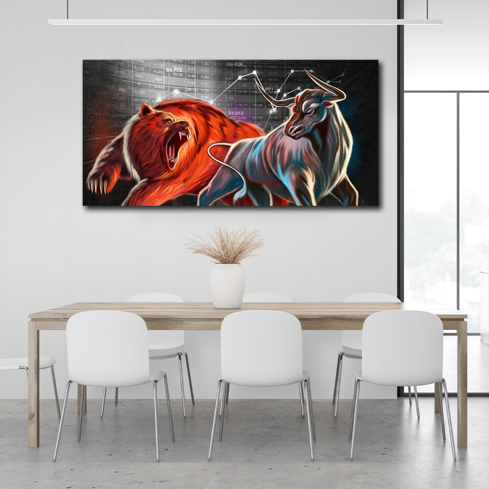 Um den Wall Street Bär und Bulle zu motivieren, motivierender Leinwand-Kunstdruck