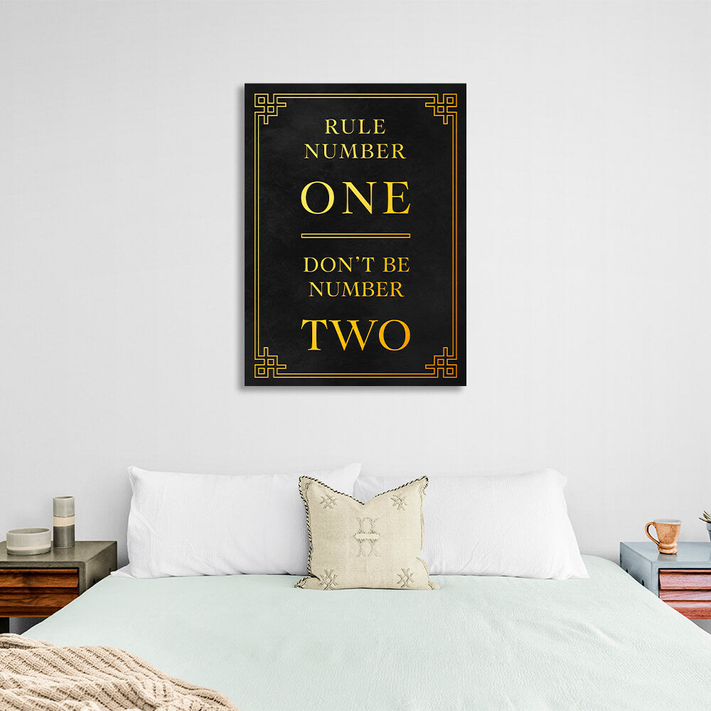 For motivation Rule number one - don't be number two Motivational Canvas Wall Art Print