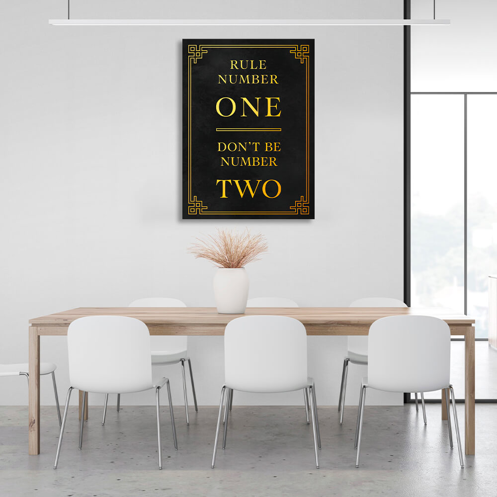 For motivation Rule number one - don't be number two Motivational Canvas Wall Art Print