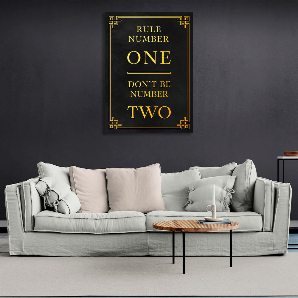 For motivation Rule number one - don't be number two Motivational Canvas Wall Art Print