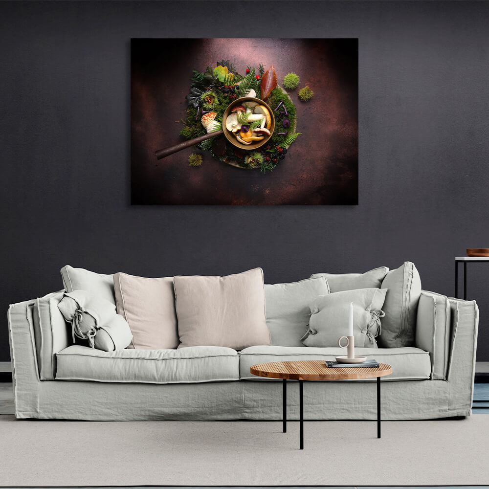 For the kitchen Mushrooms, berries and herbs Canvas Wall Art Print For Kitchen