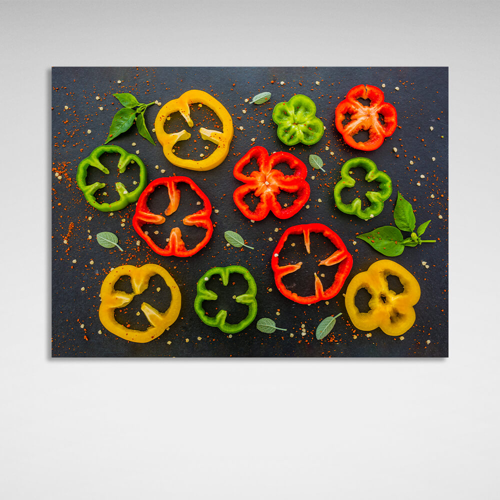 For the kitchen Sliced sweet pepper Canvas Wall Art Print For Kitchen