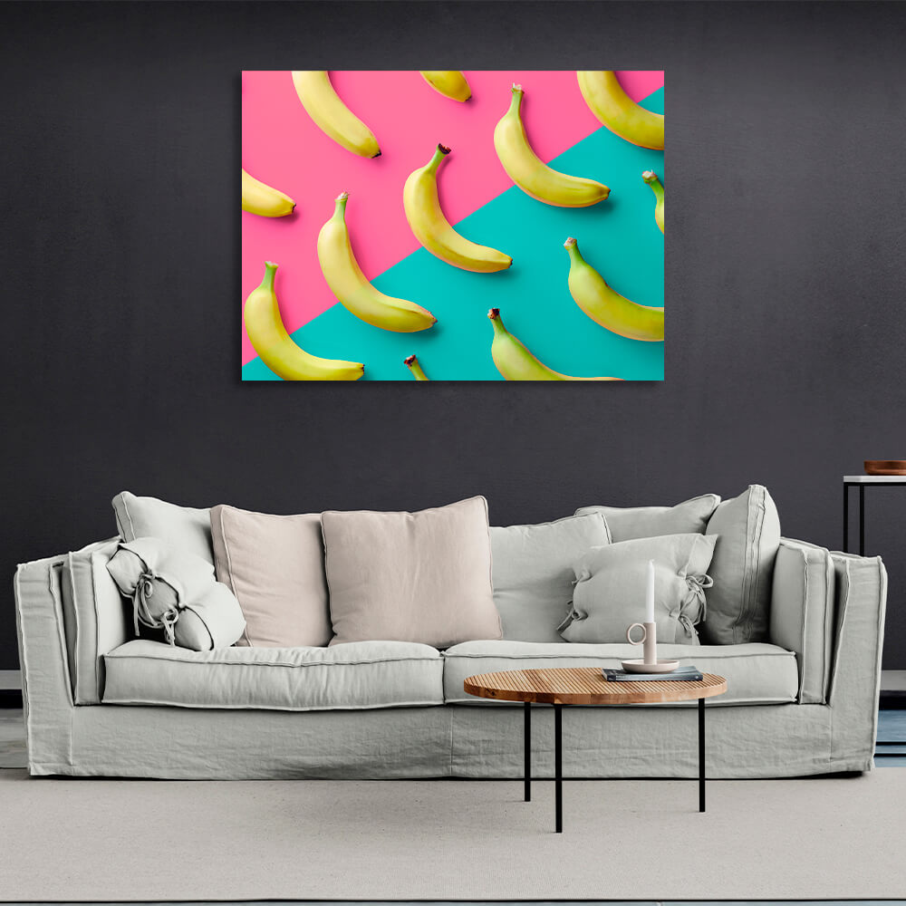 Für die Küche Bananen blau und rosa Leinwand Wand Kunstdruck für die Küche