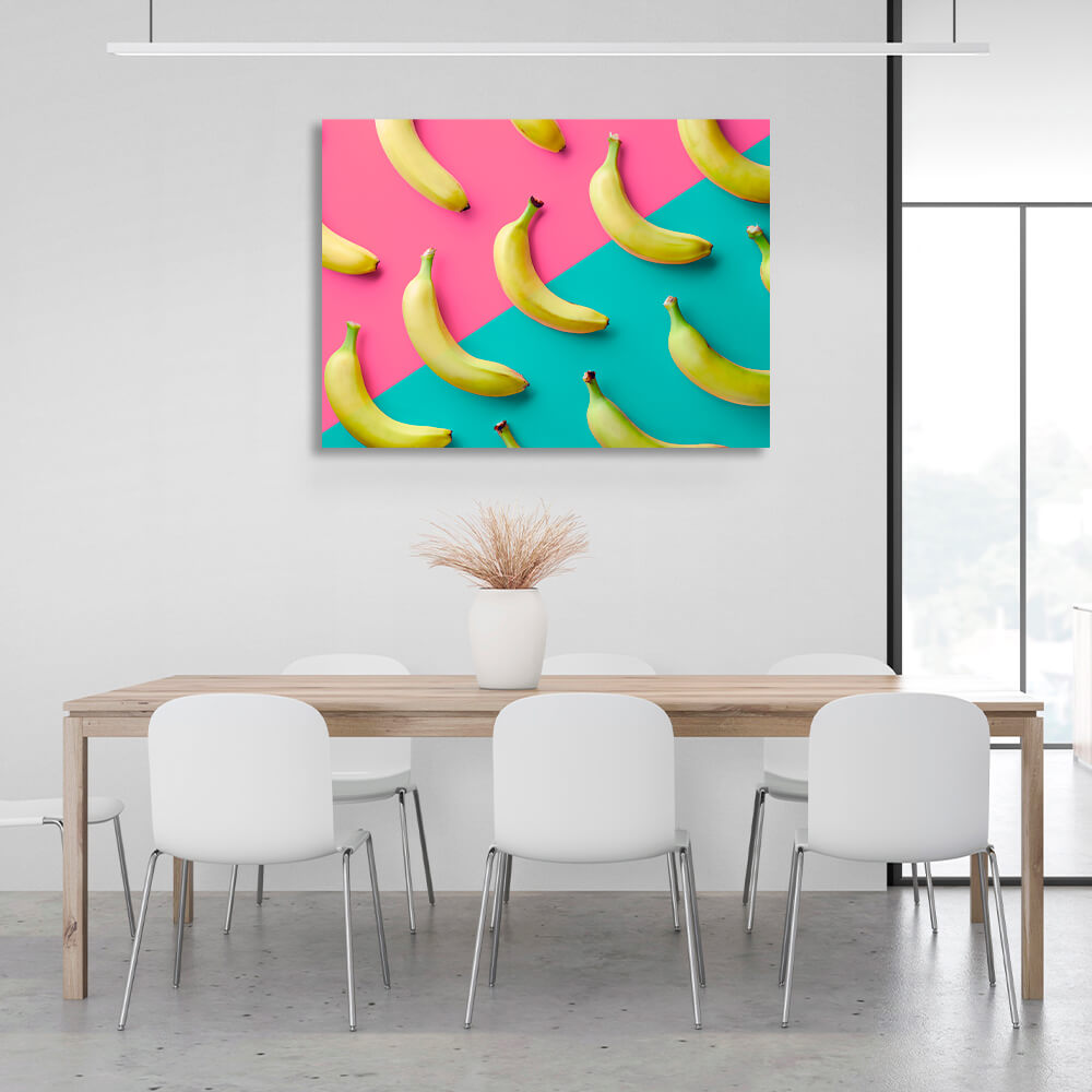 Für die Küche Bananen blau und rosa Leinwand Wand Kunstdruck für die Küche