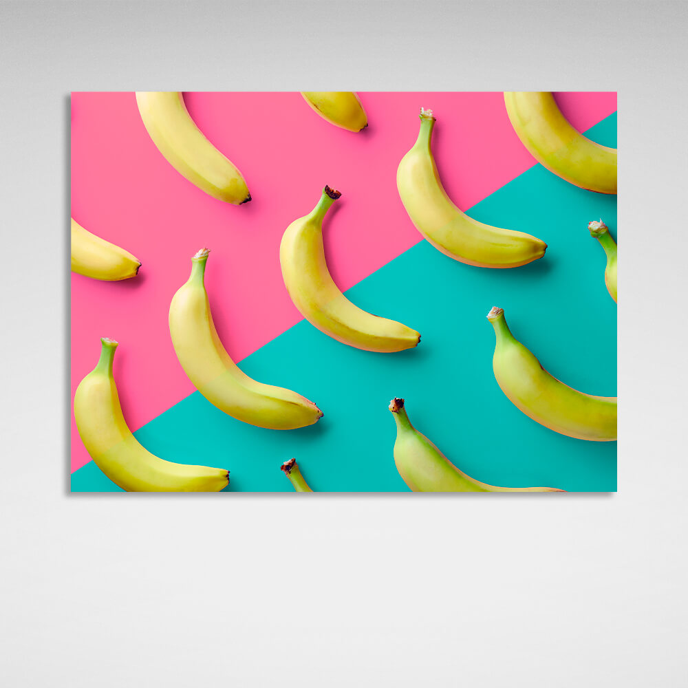 Für die Küche Bananen blau und rosa Leinwand Wand Kunstdruck für die Küche