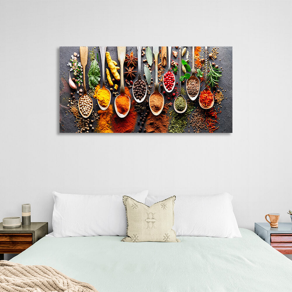 For the kitchen Spoonfuls of spices and condiments Canvas Wall Art Print For Kitchen