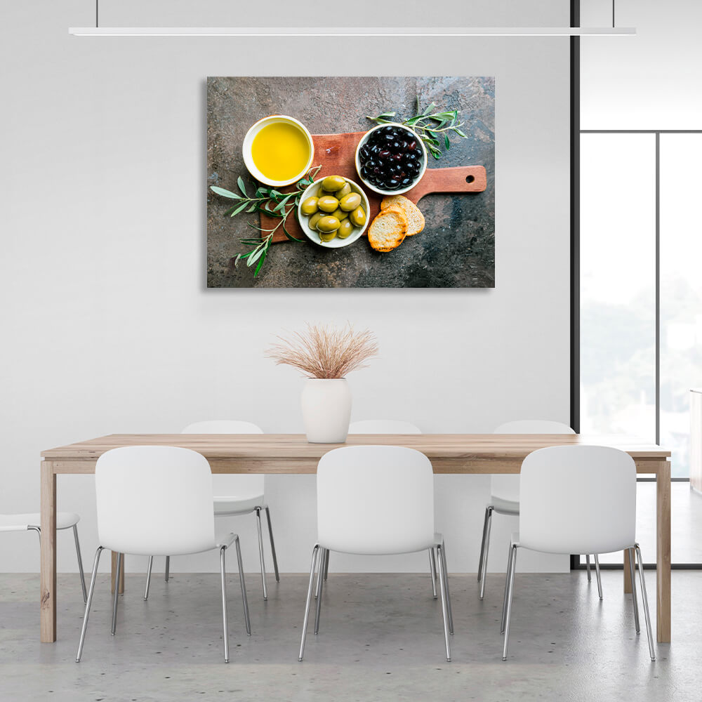 For the kitchen Olives and bread Canvas Wall Art Print For Kitchen