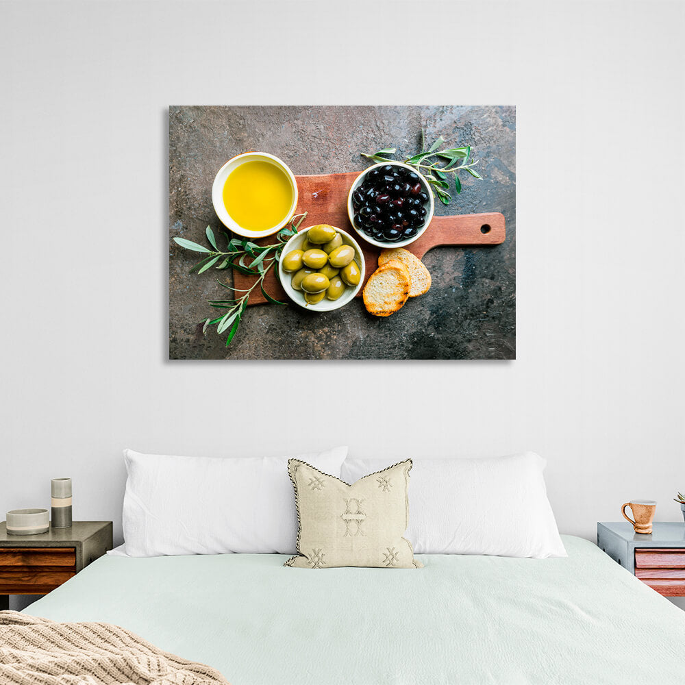 For the kitchen Olives and bread Canvas Wall Art Print For Kitchen