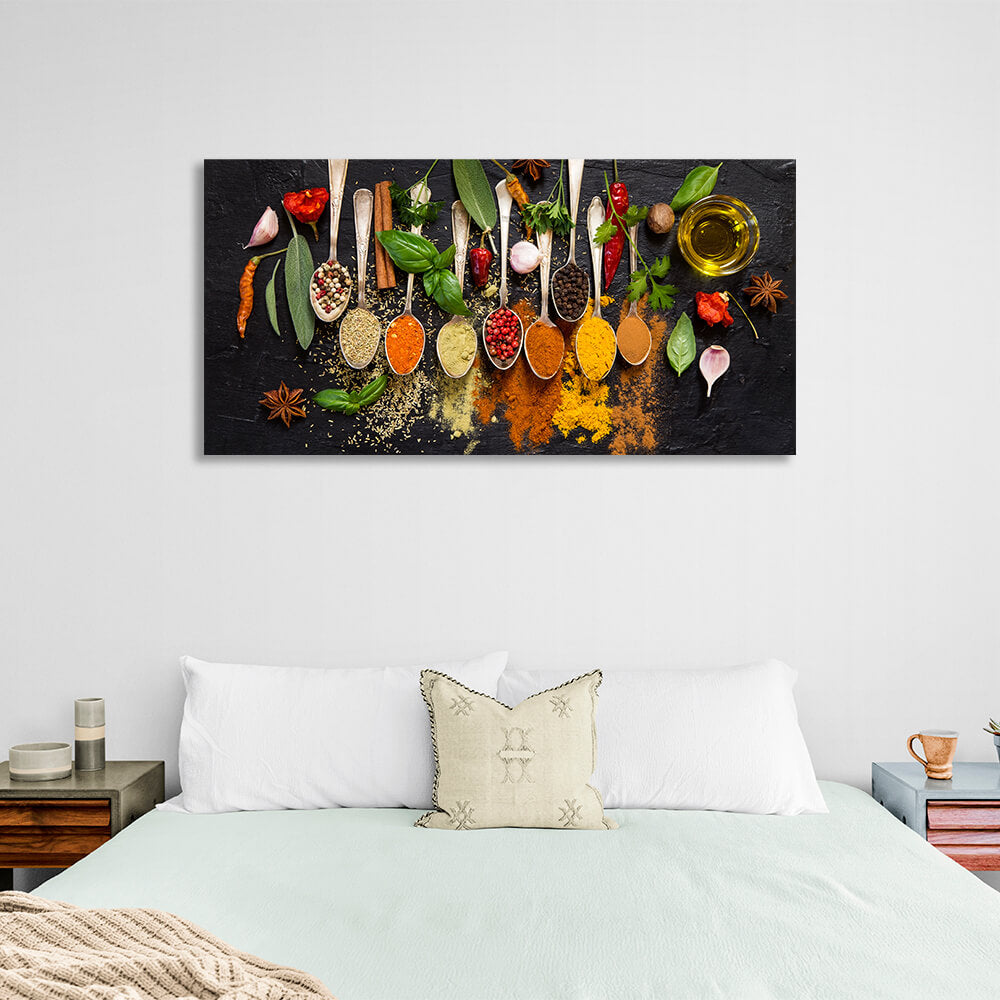 For the kitchen Spices in spoons Canvas Wall Art Print For Kitchen