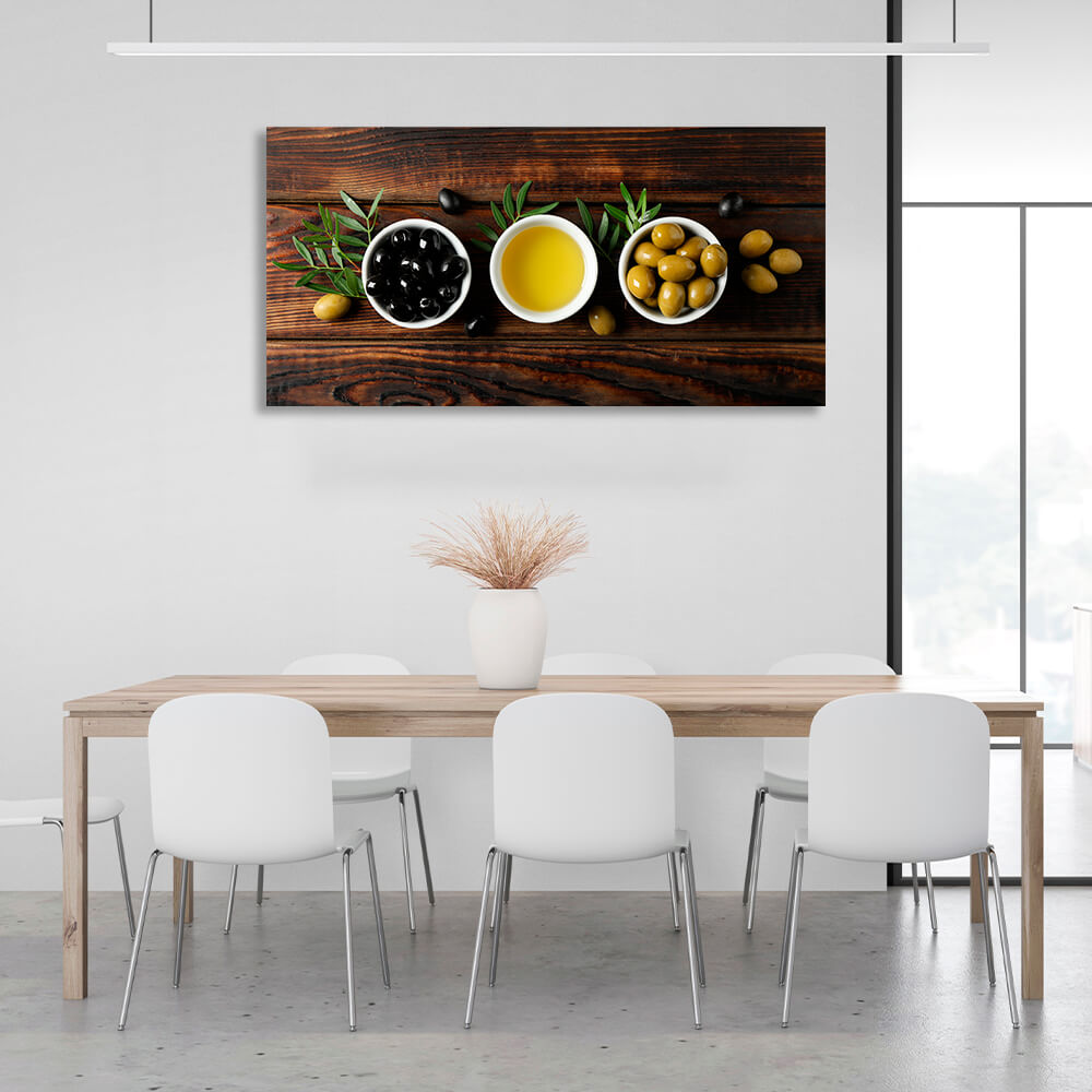 For the kitchen Olives and olive oil Canvas Wall Art Print For Kitchen