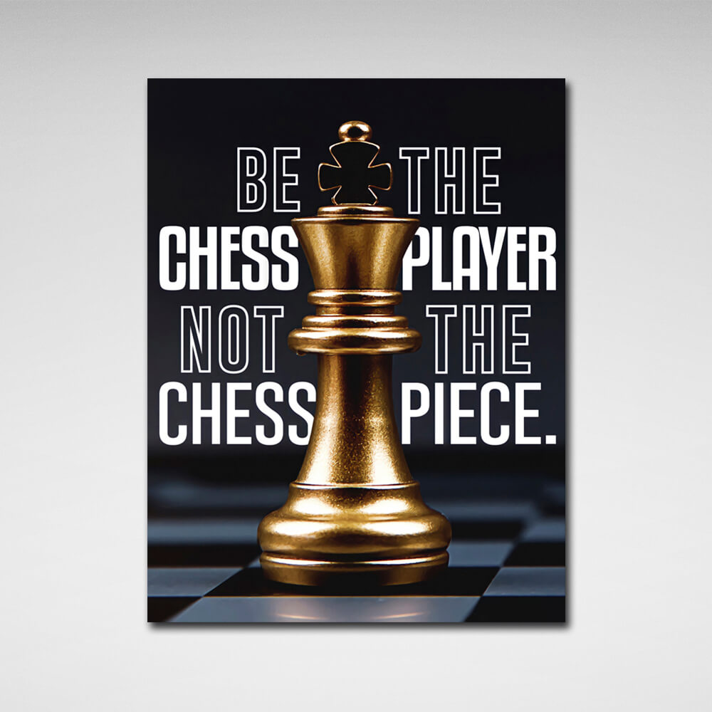 For motivation Chess King Gold Motivational Canvas Wall Art Print