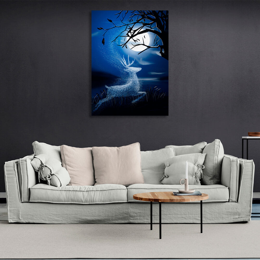 For home The night and the deer Canvas Wall Art Print