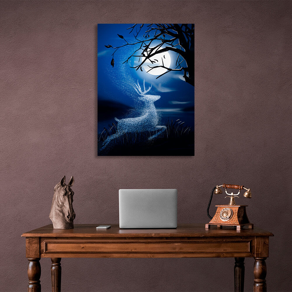 For home The night and the deer Canvas Wall Art Print