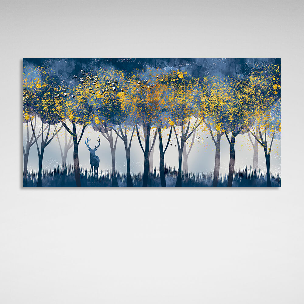 For home Forest, deer and birds Canvas Wall Art Print