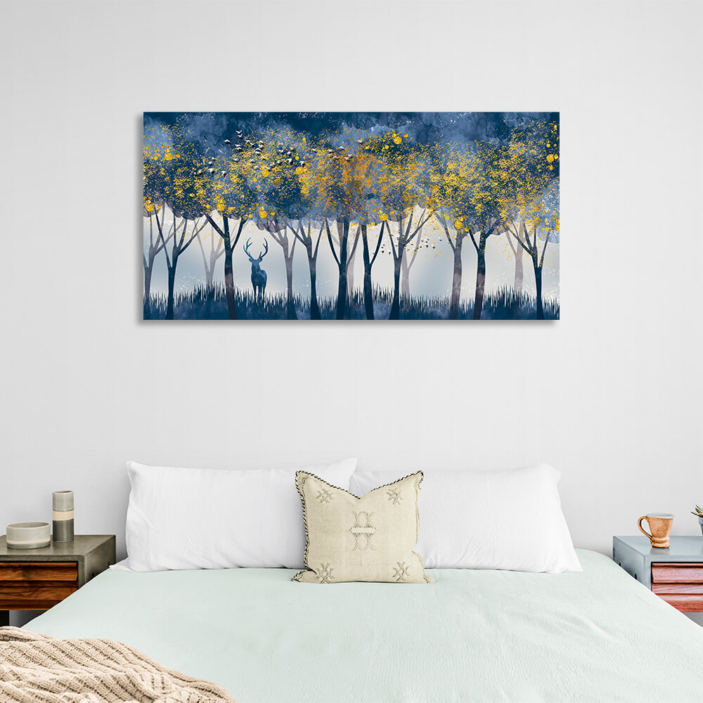 For home Forest, deer and birds Canvas Wall Art Print