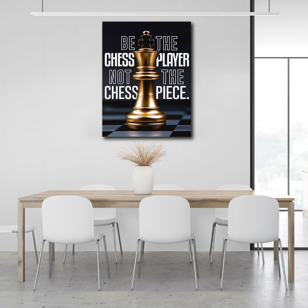 For motivation Chess King Gold Motivational Canvas Wall Art Print