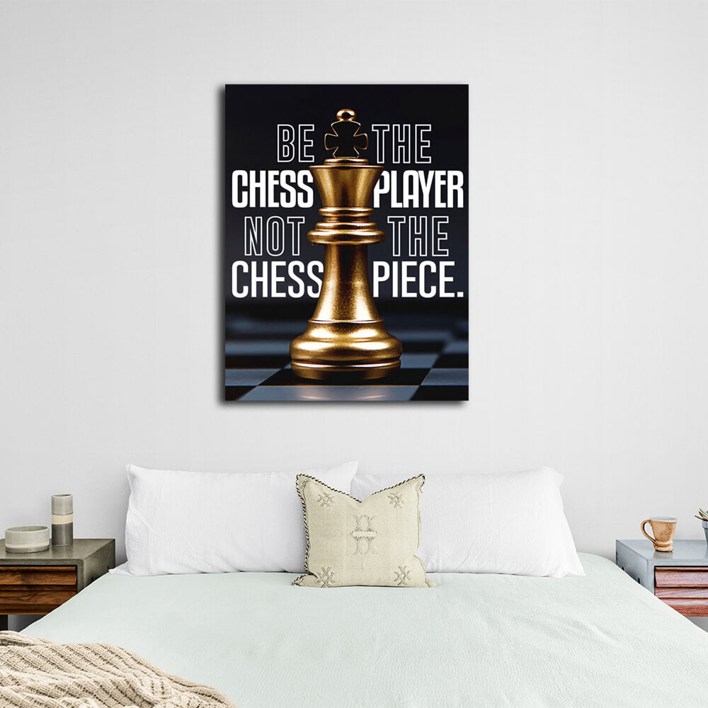 For motivation Chess King Gold Motivational Canvas Wall Art Print