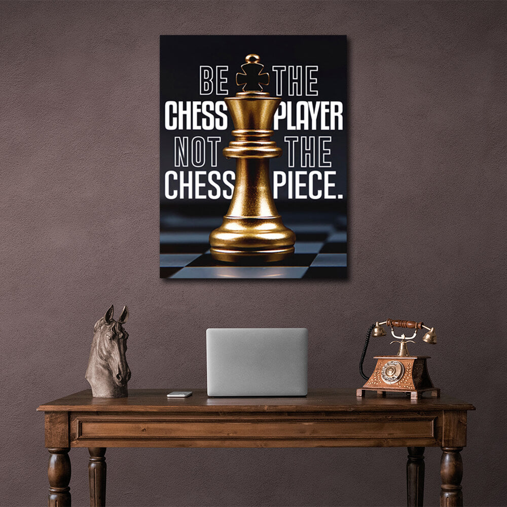 For motivation Chess King Gold Motivational Canvas Wall Art Print