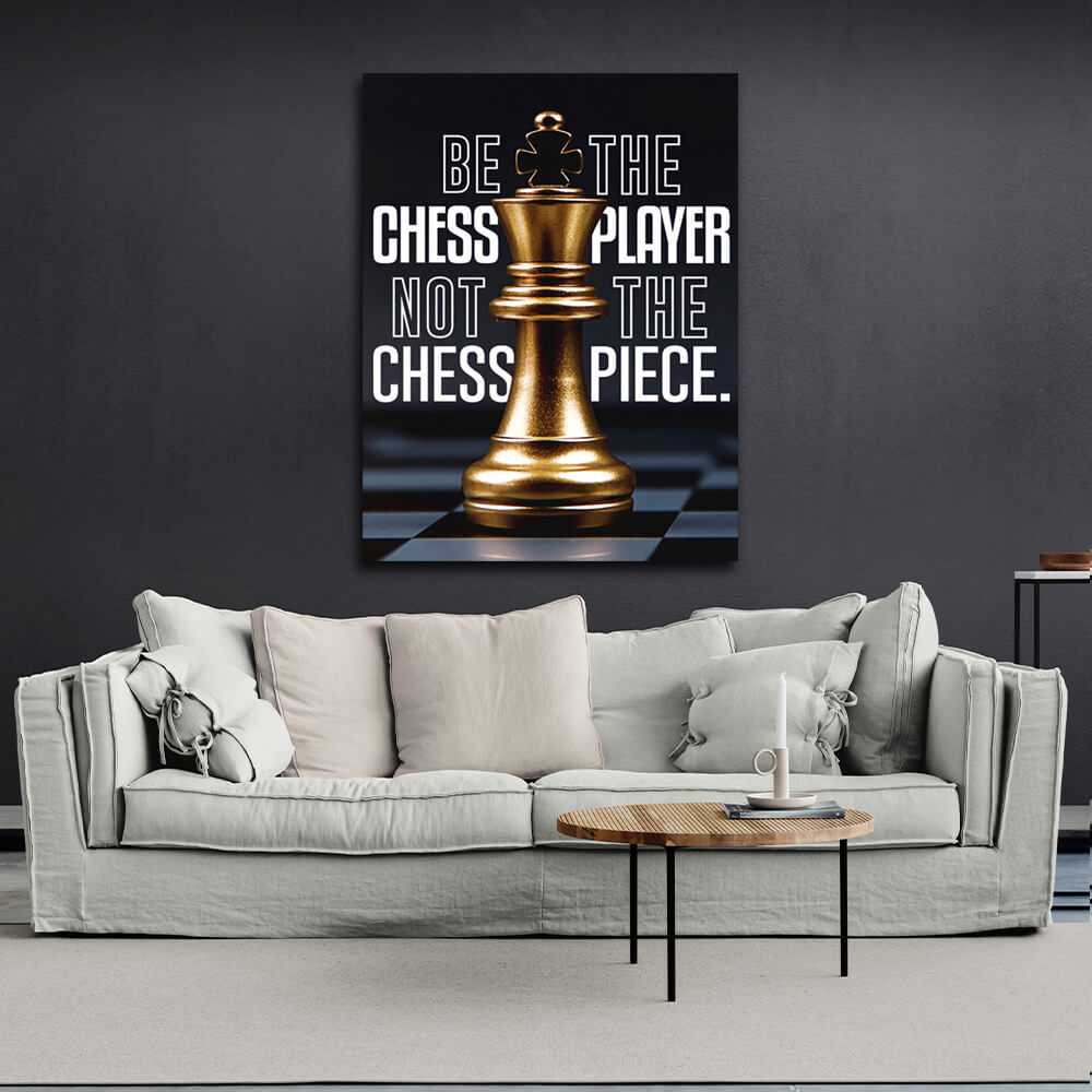 For motivation Chess King Gold Motivational Canvas Wall Art Print