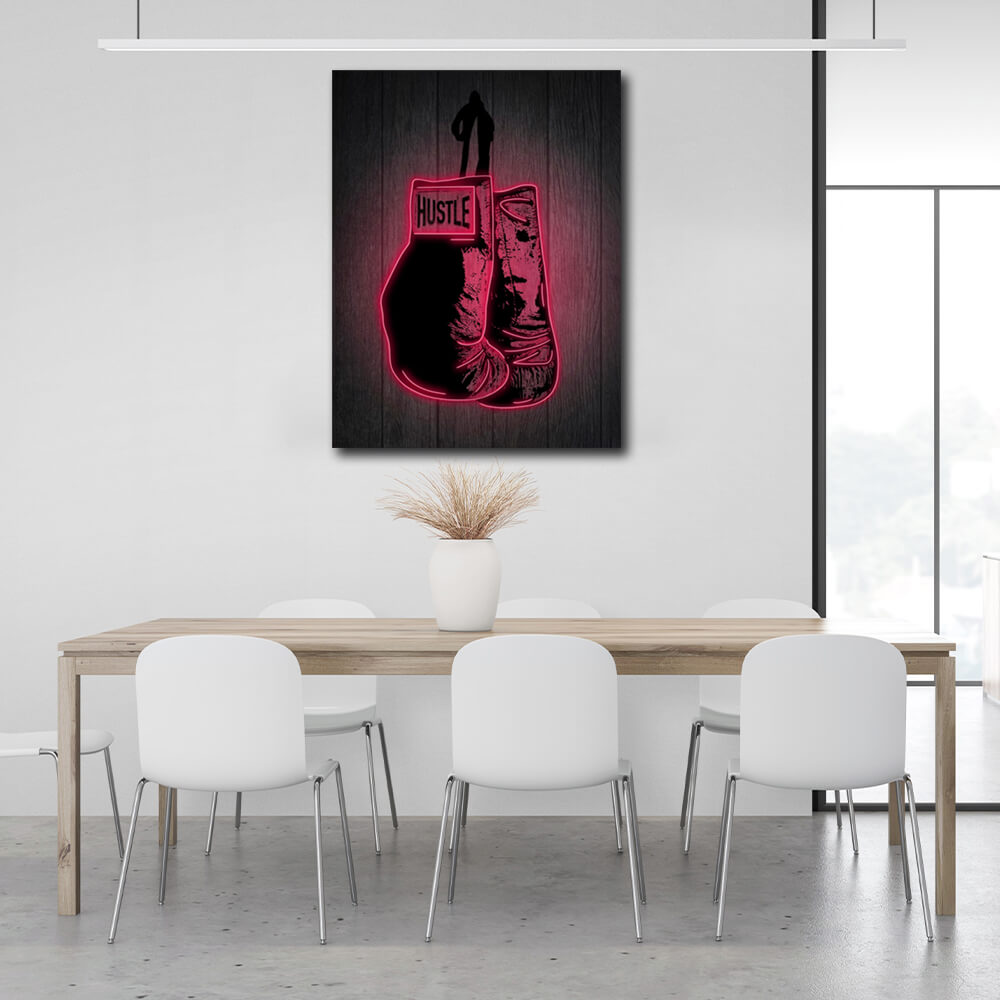 For motivation Hustle champ boxing gloves Motivational Canvas Wall Art Print