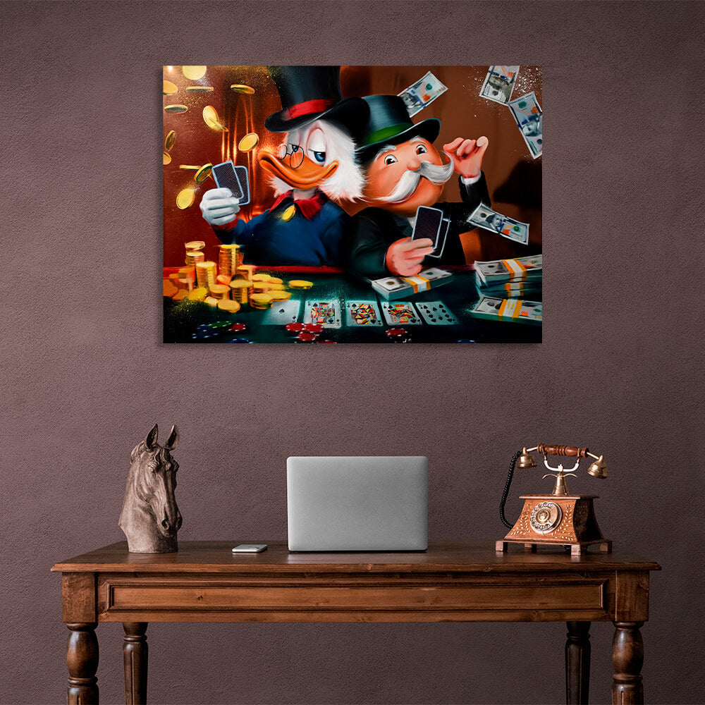 Scrooge, Monopoly, Karten Inspirierender Leinwand-Kunstdruck