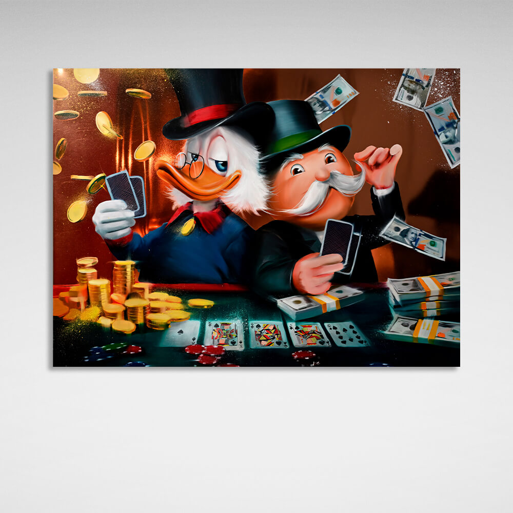 Scrooge, Monopoly, Karten Inspirierender Leinwand-Kunstdruck