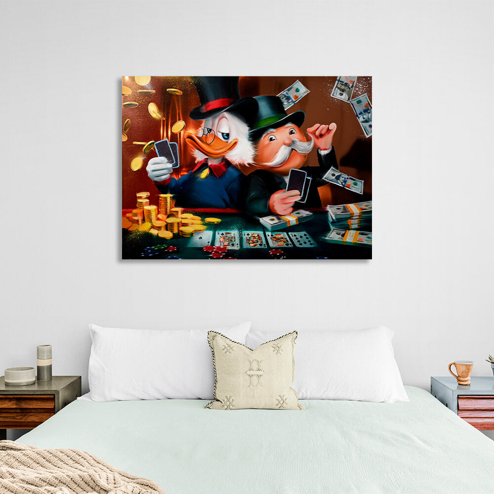 Scrooge, Monopoly, Karten Inspirierender Leinwand-Kunstdruck