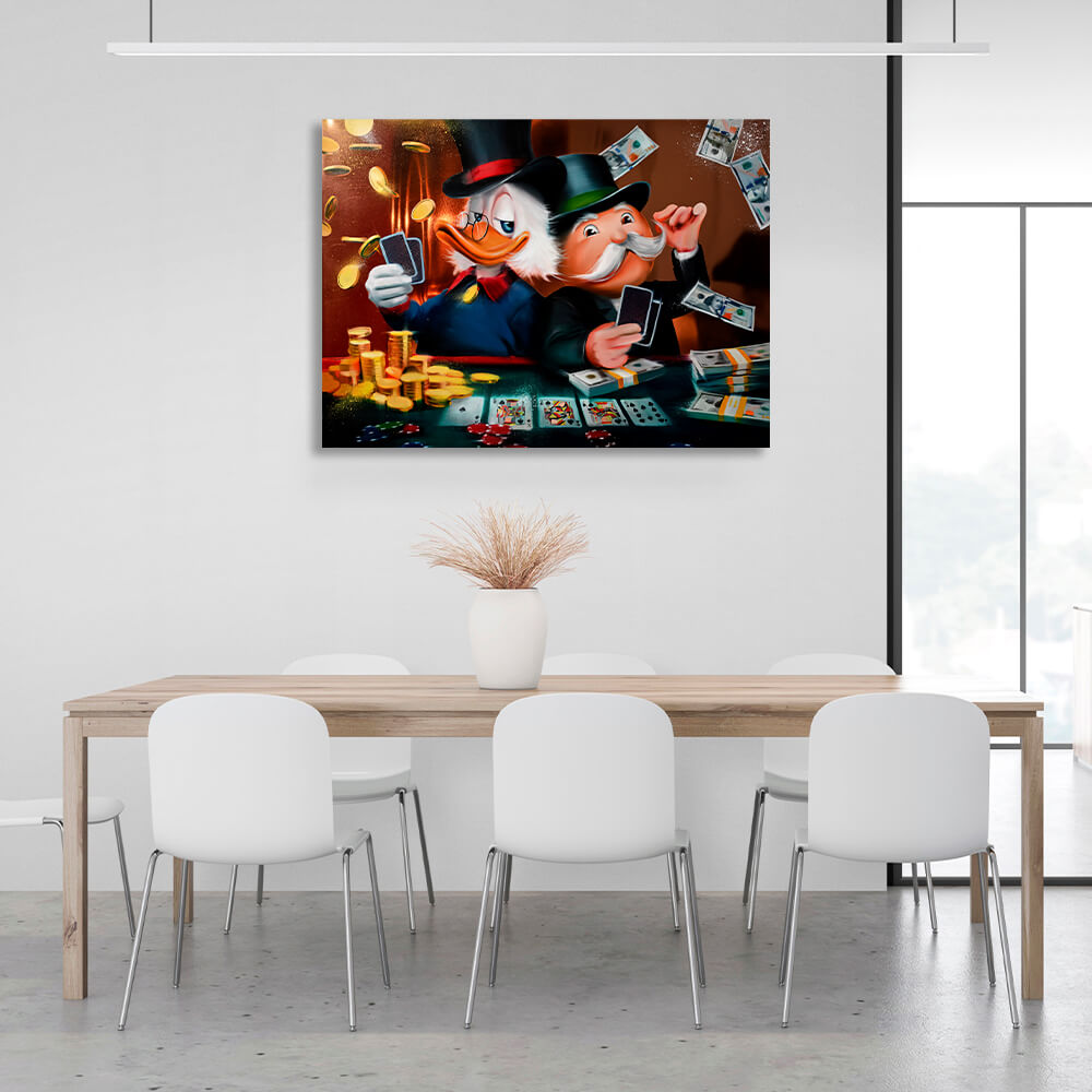 Scrooge, monopoly, cards Inspirational Canvas Wall Art Print