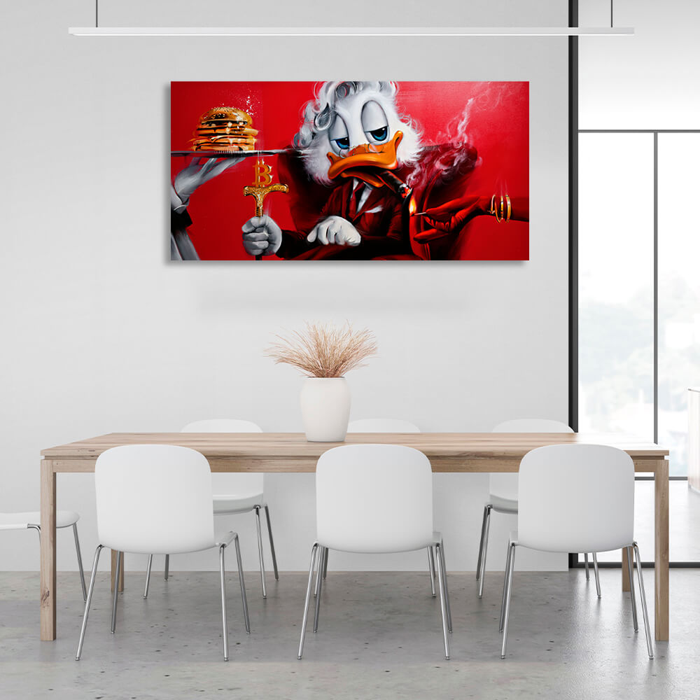 Scrooge, the Bitcoin cane Inspirational Canvas Wall Art Print