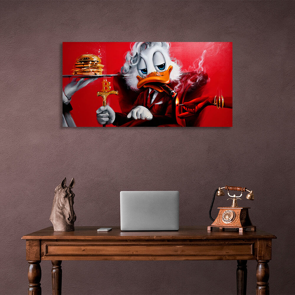 Scrooge, the Bitcoin cane Inspirational Canvas Wall Art Print