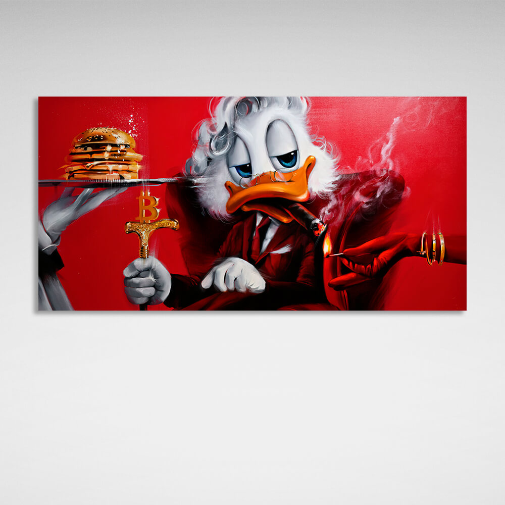 Scrooge, the Bitcoin cane Inspirational Canvas Wall Art Print