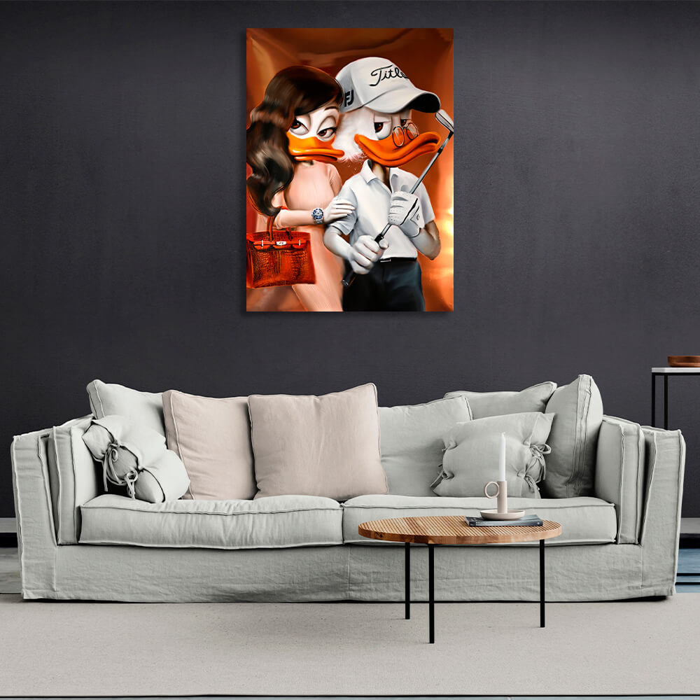 Scrooge the golfer Inspirational Canvas Wall Art Print