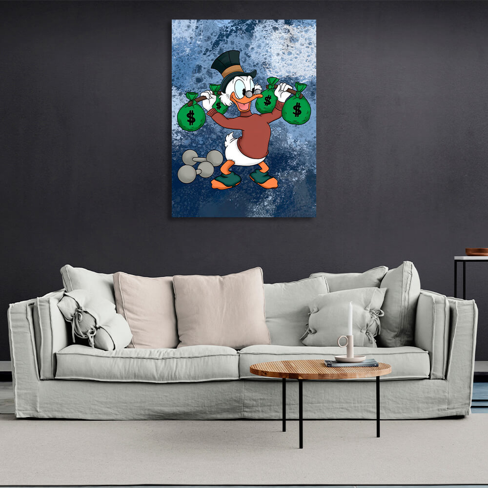 Scrooge's money-bags workout Inspirational Canvas Wall Art Print