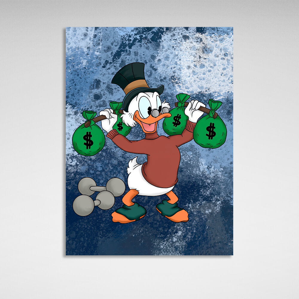 Inspirierender Kunstdruck auf Leinwand „Scrooge's Money-Bags Workout“