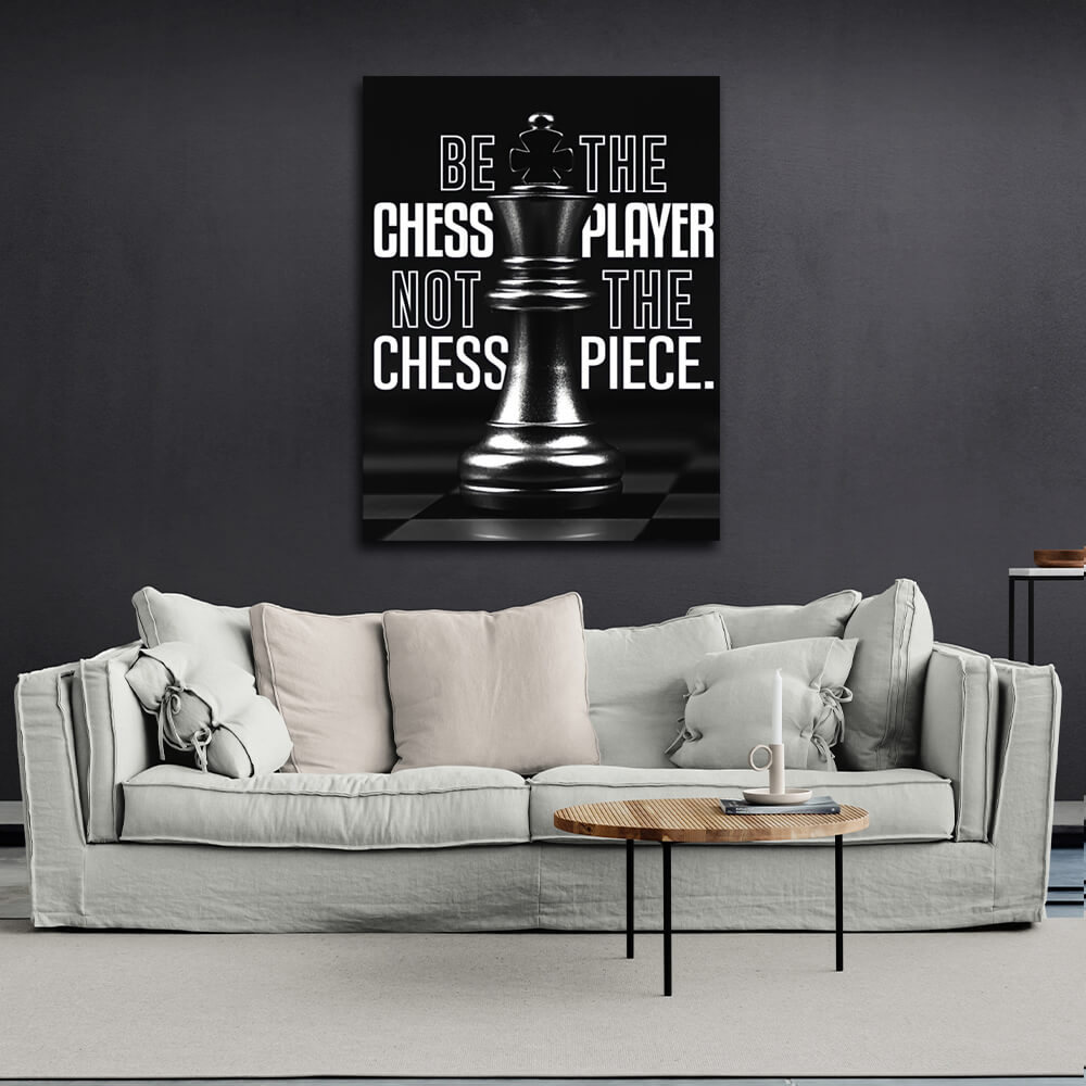 For motivation Chess King Black Motivational Canvas Wall Art Print