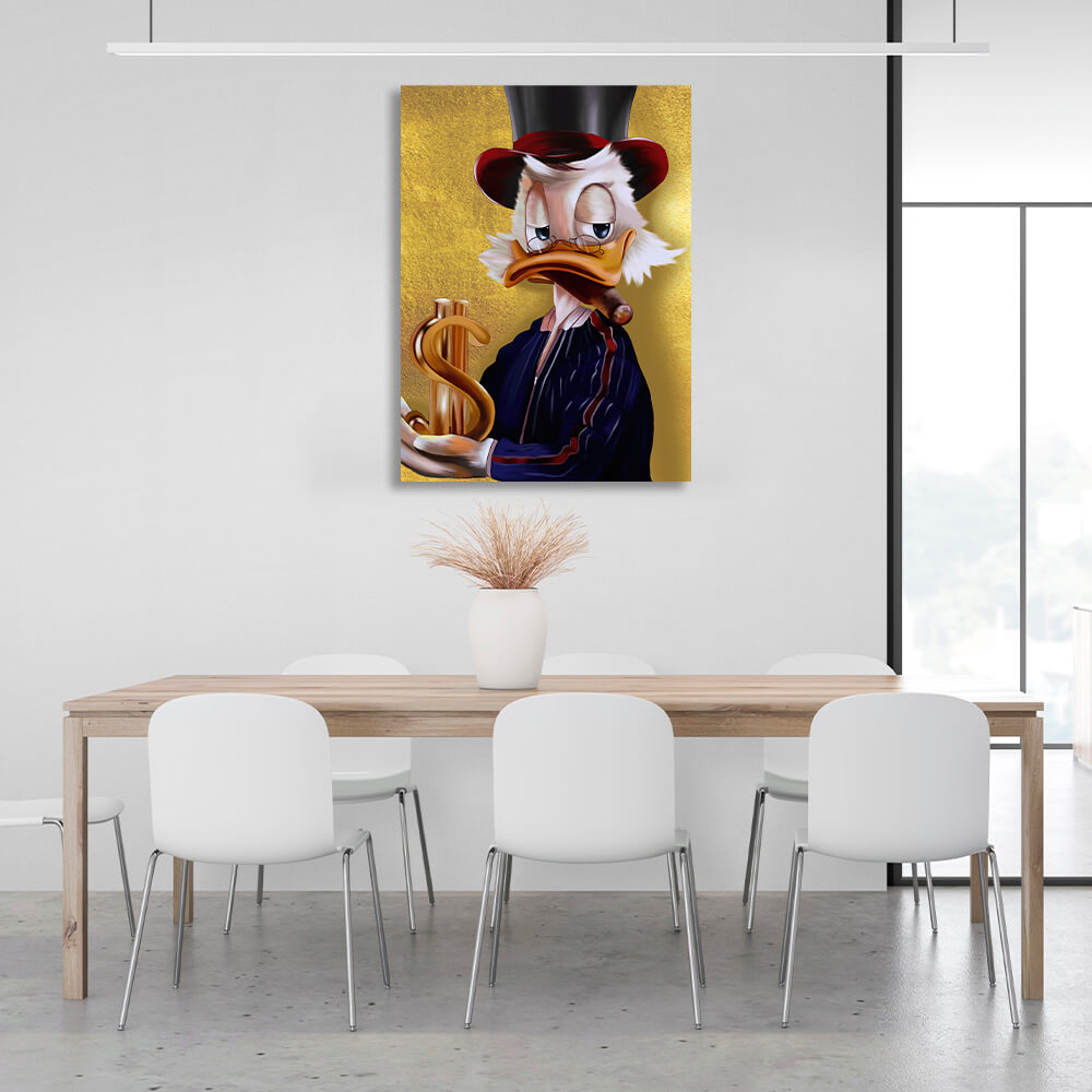 Scrooge and the dollar sign Inspirational Canvas Wall Art Print