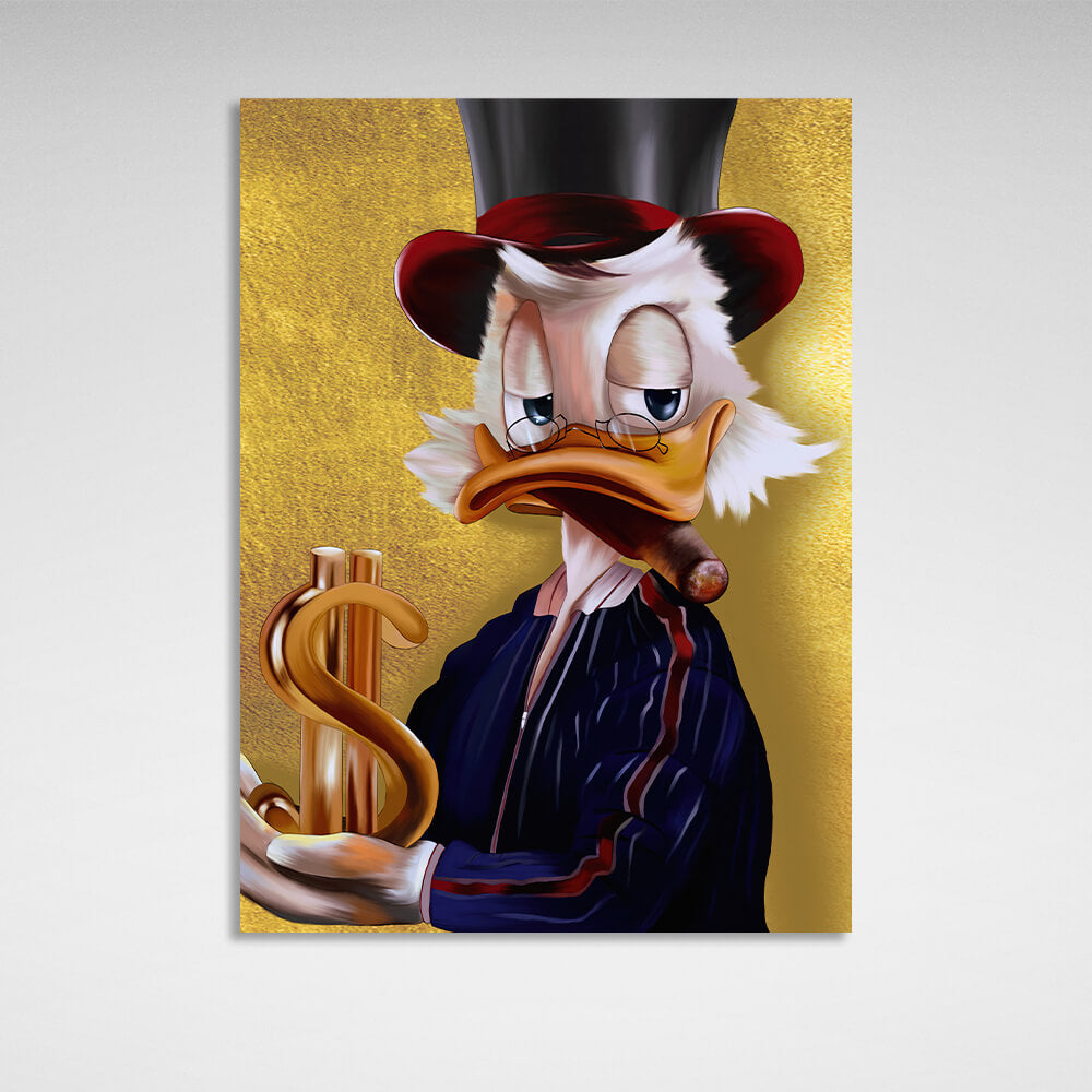 Scrooge und das Dollarzeichen Inspirierender Kunstdruck auf Leinwand