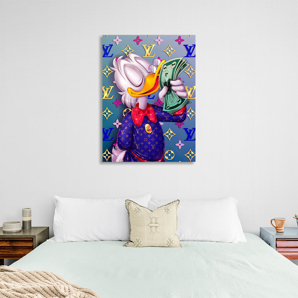 Scrooge riecht Geld LV Inspirierender Leinwand-Kunstdruck