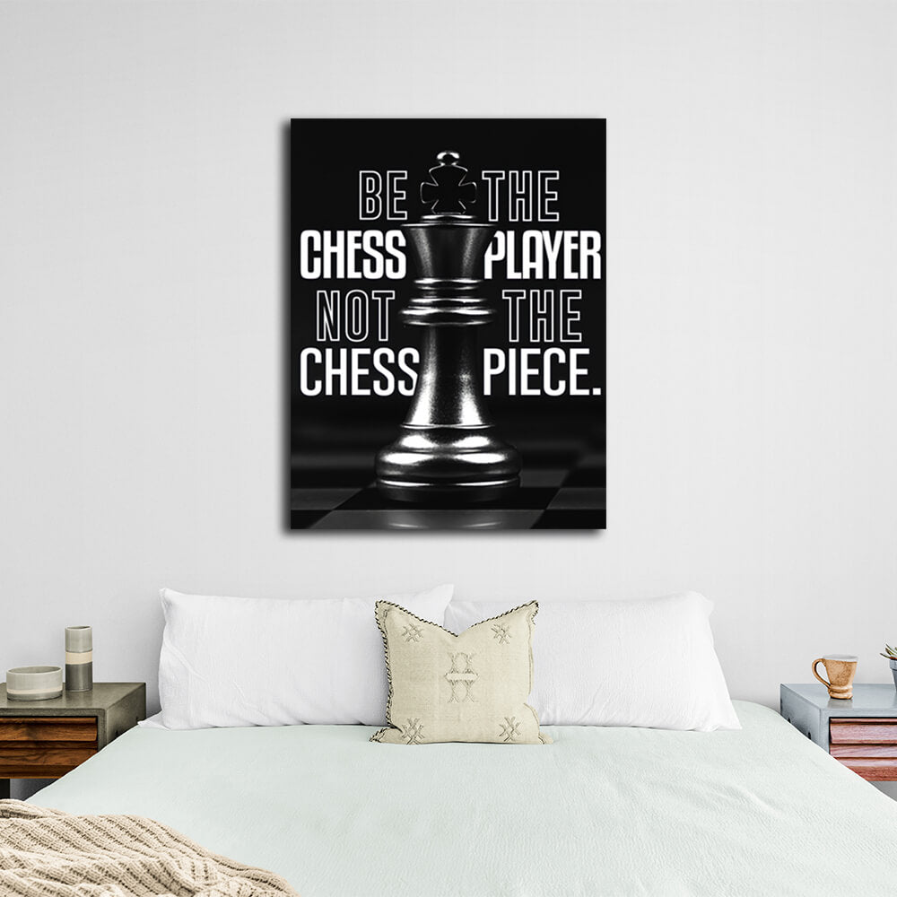 For motivation Chess King Black Motivational Canvas Wall Art Print