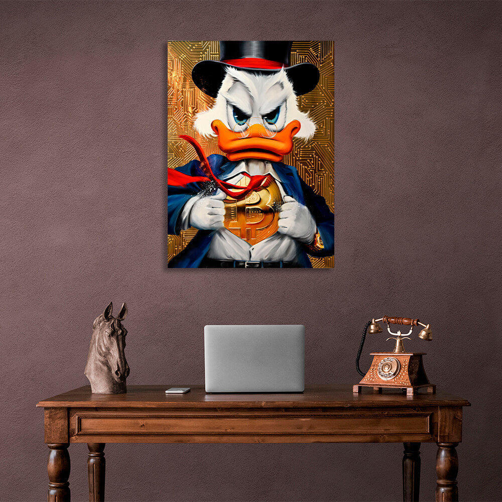 Scrooge is a Bitcoin super-hero Inspirational Canvas Wall Art Print