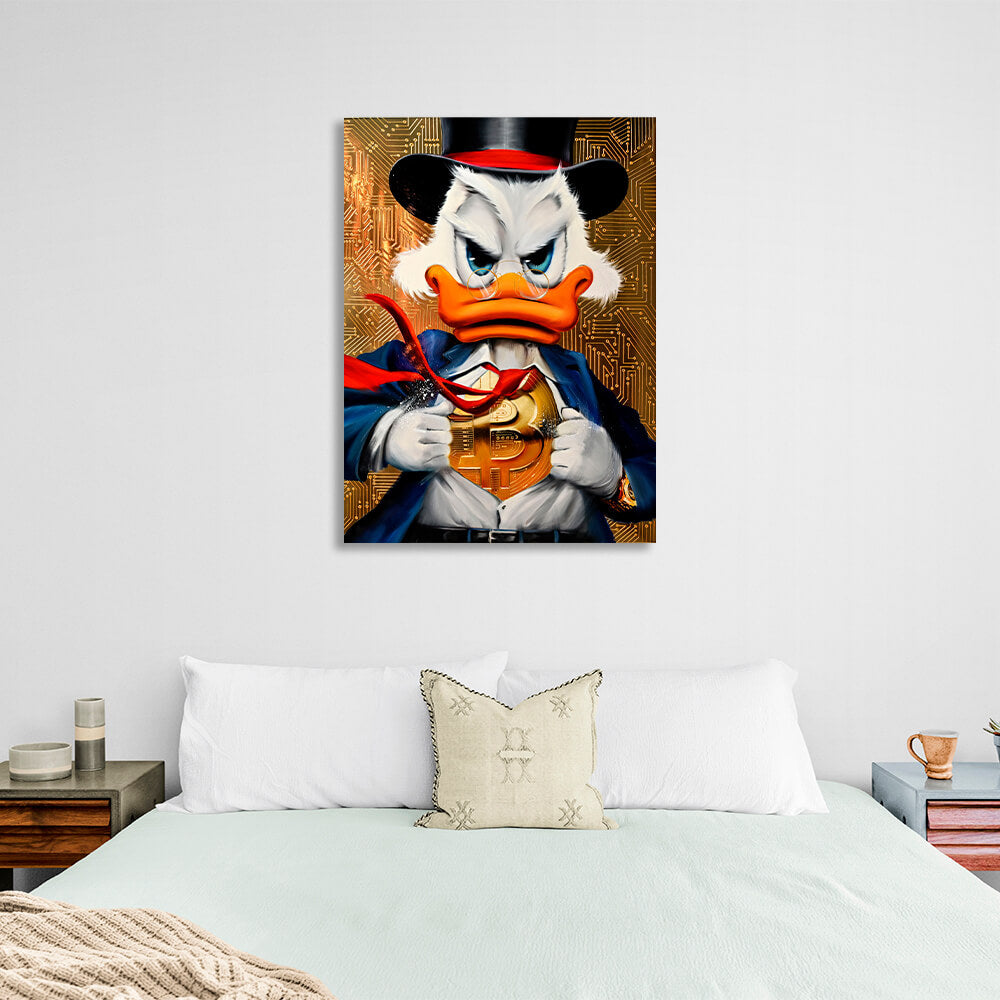 Scrooge is a Bitcoin super-hero Inspirational Canvas Wall Art Print