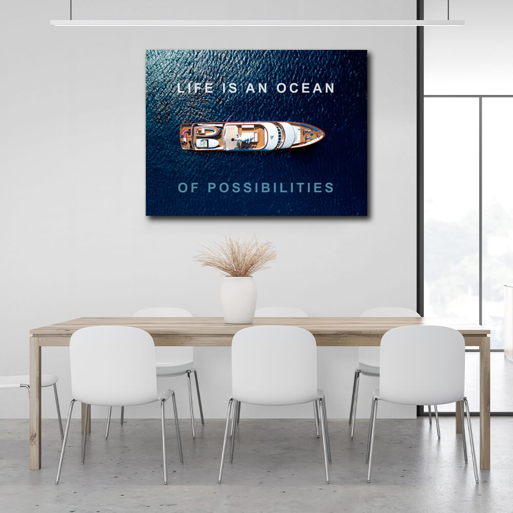 Zur Motivation Das Leben ist ein Ozean der Möglichkeiten Motivierender Leinwand-Kunstdruck