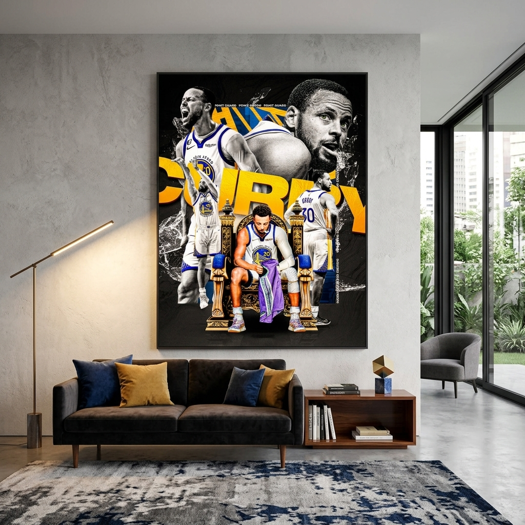 Leinwandbild, Motiv: Basketballspieler, Golden State Warriors, Stephen Curry, Wandbild