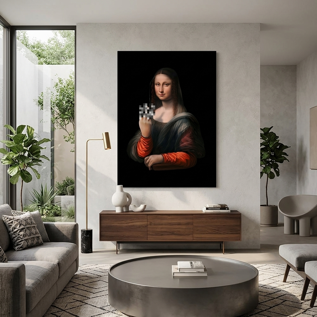 Kunstdruck auf Leinwand, Motiv: Mona Lisa zeigt